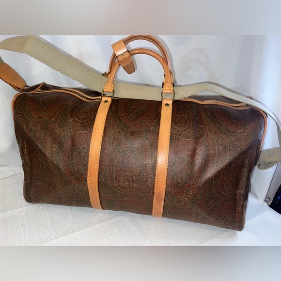 Etro Handbags - Etro Paisley Leather Trim Duffel Bag Travel Weekender Lock Key Strap COA